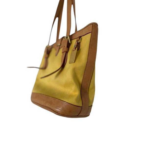 Vintage Dooney & Bourke Cabriolet & Vachetta Leather Yellow Bucket Shoulder Bag - Picture 8 of 12